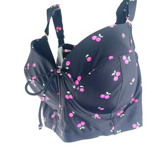 🌹Smart & Sexy 44D Black and pink Cherry Bikini with Flattering Cut